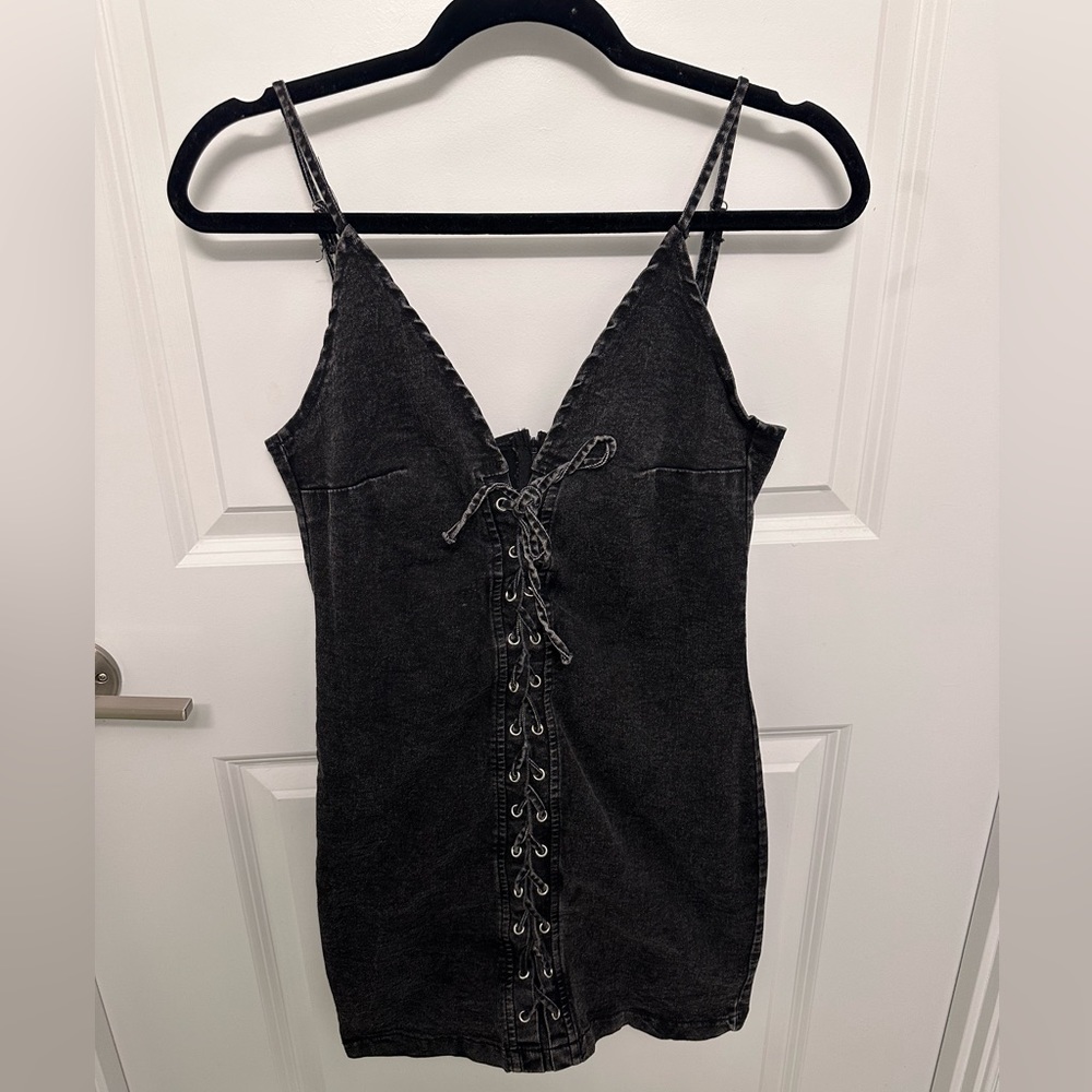 Black denim dress